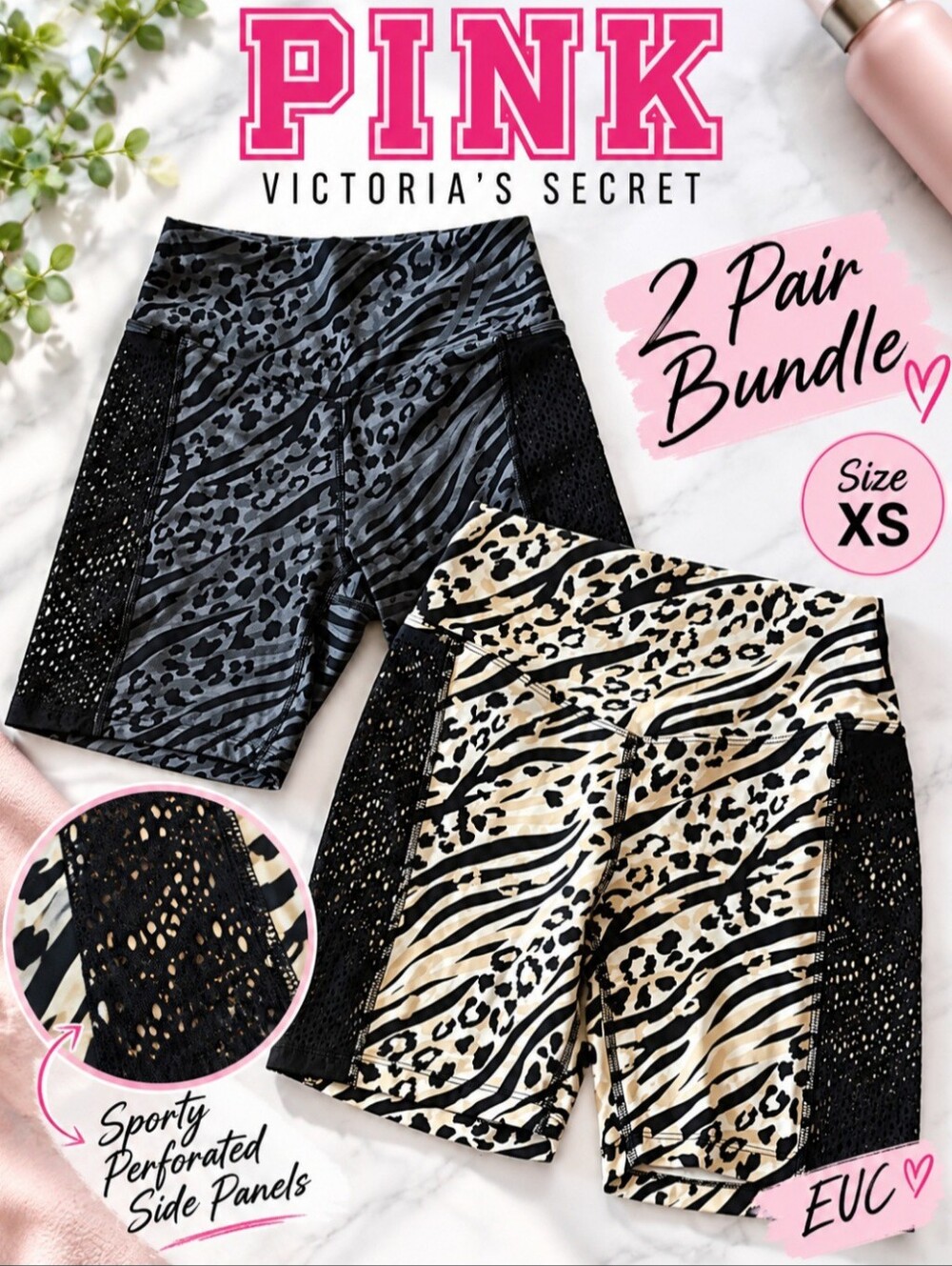 PINK Victoria's Secret 2 Pair Biker Shorts Bundle